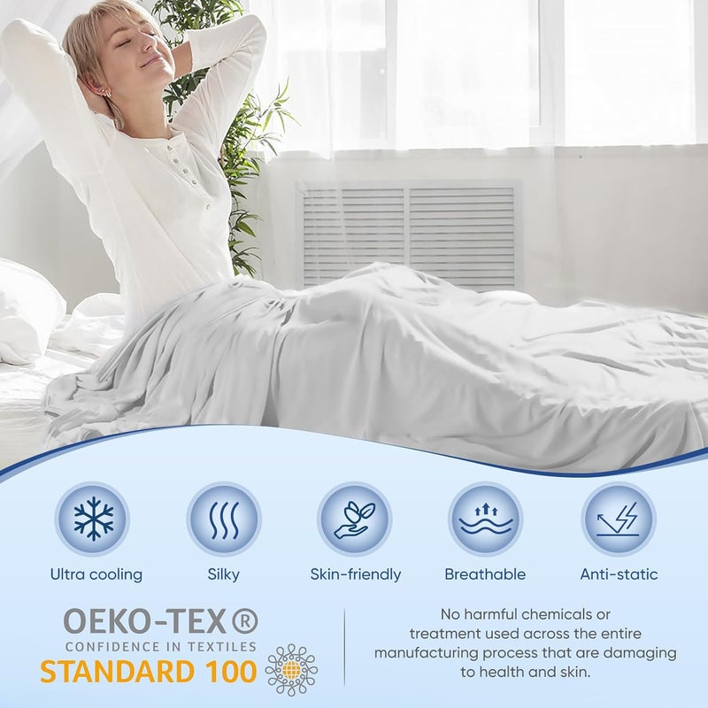 Elegear 200x220cm Bamboo Cooling Blanket for Night Sweats, Q-Max 0.4 Summer Cool Fiber Throw for Bed Sofa Chair Travel Adult Kid Hot Sleeper, Breathable, Comfort, Lightweight, Double/King Size, Gray - Image 4