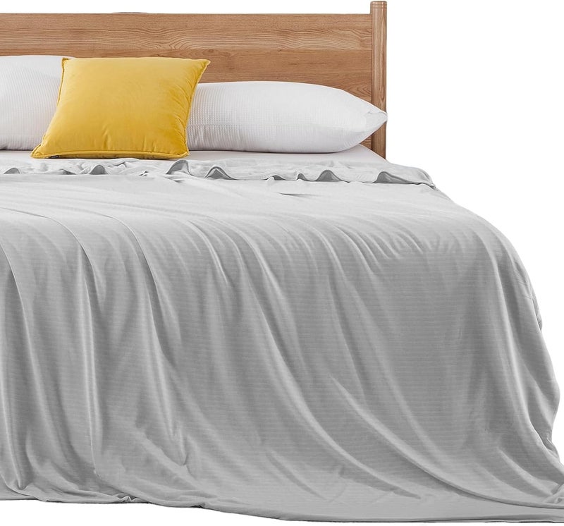 Elegear 200x220cm Bamboo Cooling Blanket for Night Sweats, Q-Max 0.4 Summer Cool Fiber Throw for Bed Sofa Chair Travel Adult Kid Hot Sleeper, Breathable, Comfort, Lightweight, Double/King Size, Gray - Image 1