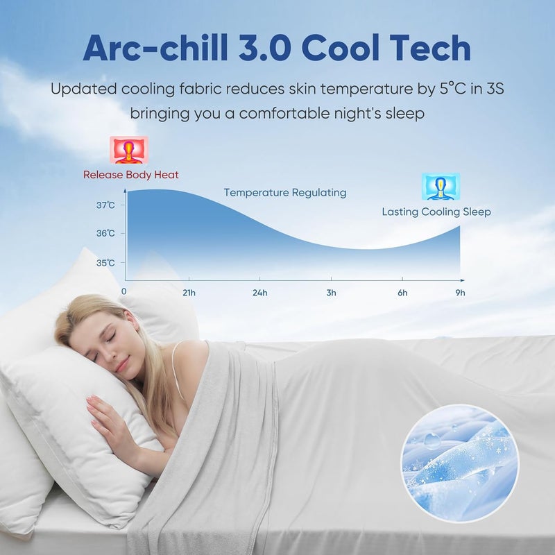 Elegear 200x220cm Bamboo Cooling Blanket for Night Sweats, Q-Max 0.4 Summer Cool Fiber Throw for Bed Sofa Chair Travel Adult Kid Hot Sleeper, Breathable, Comfort, Lightweight, Double/King Size, Gray - Image 2