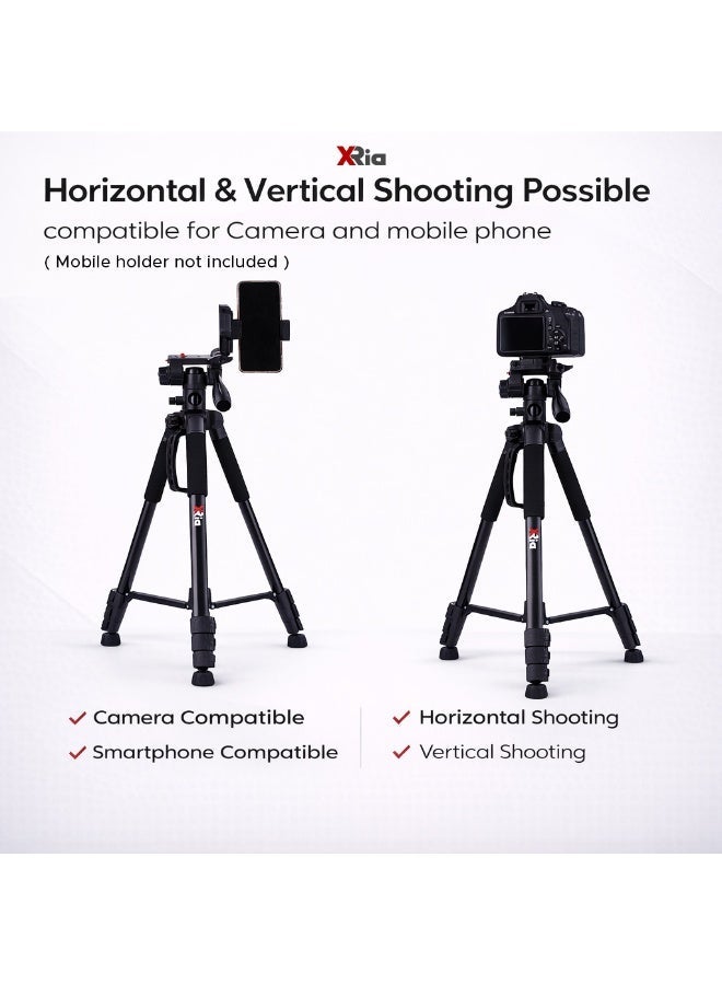 XRIA VT-180 Professional Camera Tripod 183cm with Horizontal Center Column & Monopod, Heavy Duty Aluminum Tripod for DSLR & Mirrorless Cameras, Video Recording, Product Photography, YouTube, Live Streaming & Travel - Image 2