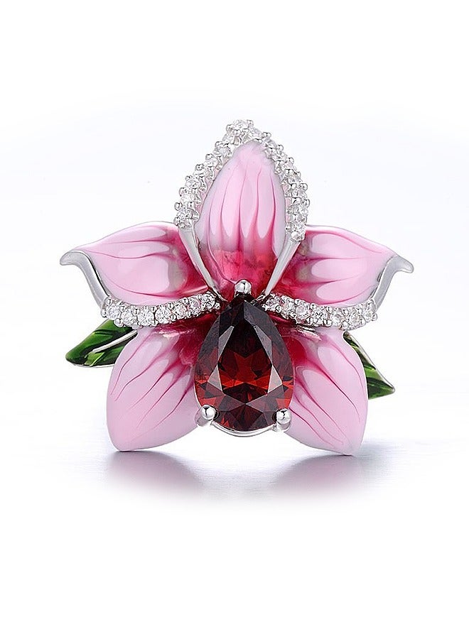 بيوند خاتم ألماس وردي، خاتم ياقوت مطلي بالفضة تيتانيوم مضاد للبهتان، خاتم فاخر للنساء (وردي) - Image 4