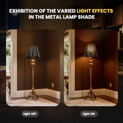 ALUCSET Etched Forest Metal Lampshade Rectangle Lamp Shade Fitter Floor Lamp Shade, ALUCSET Large Metal Lampshade for Living Room Bedroom Top Diameter (8+6)", Bottom Diameter (13.9+8)", Height 11" - Image 5