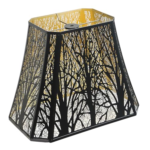 ALUCSET Etched Forest Metal Lampshade Rectangle Lamp Shade Fitter Floor Lamp Shade, ALUCSET Large Metal Lampshade for Living Room Bedroom Top Diameter (8+6)", Bottom Diameter (13.9+8)", Height 11" - Image 1