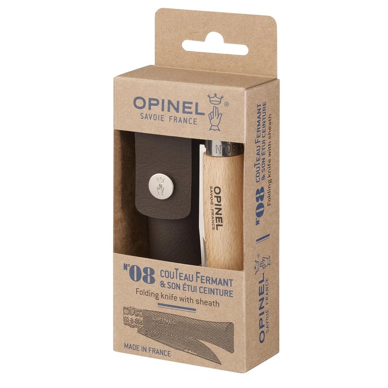 أوبينيل Opinel No.08 سكين قابل للطي من الفولاذ المقاوم للصدأ مع غمد - Image 1
