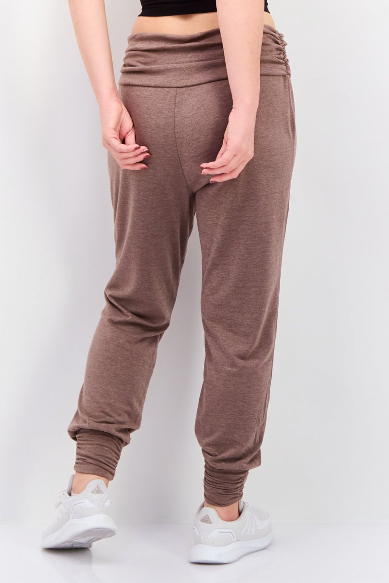 Tahari Sports Women Sportswear Fit Ruched Training Jogger Pants, Heather Brown - Image 3