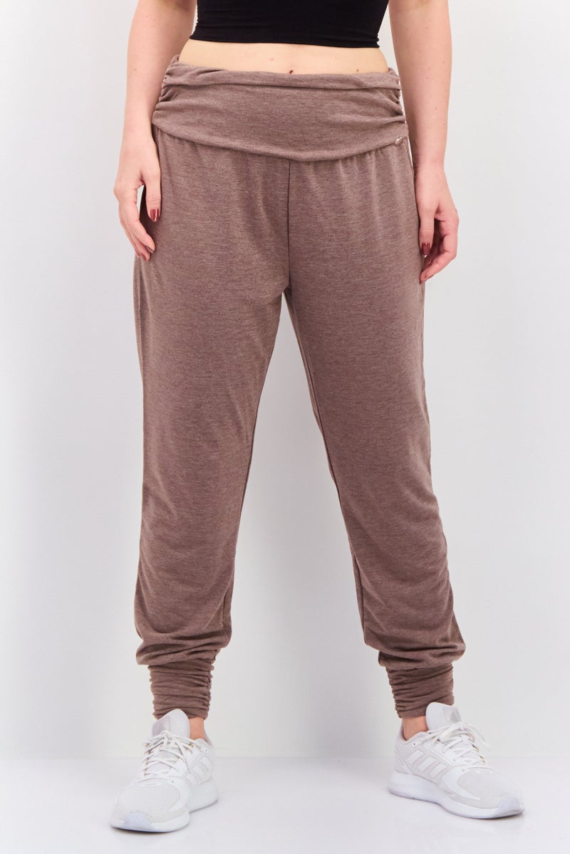 Tahari Sports Women Sportswear Fit Ruched Training Jogger Pants, Heather Brown - Image 1