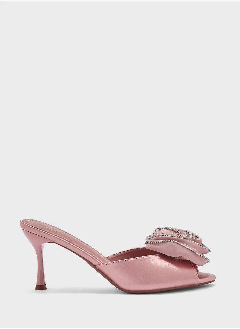 ELLA Diamante Rose Mule Heel Sandal