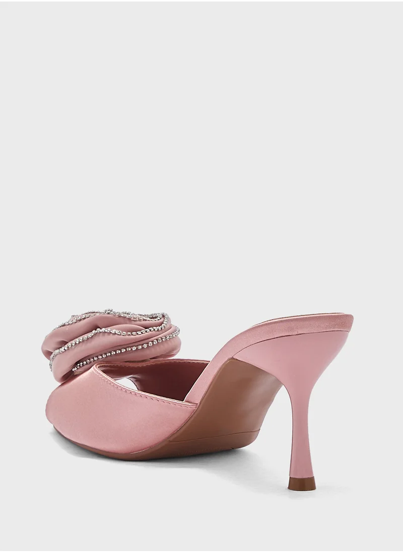 ELLA Diamante Rose Mule Heel Sandal