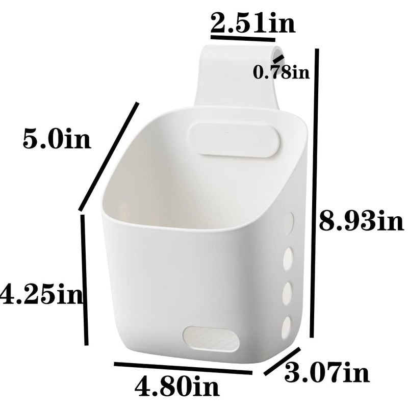 LeleCAT Plastic Hanging Basket Kitchen Storage organizer, Basket with Detachable hook, Hang it behind a door or on a railing, Over the Cabinet Door (White, Small-2 Pack) - Image 2