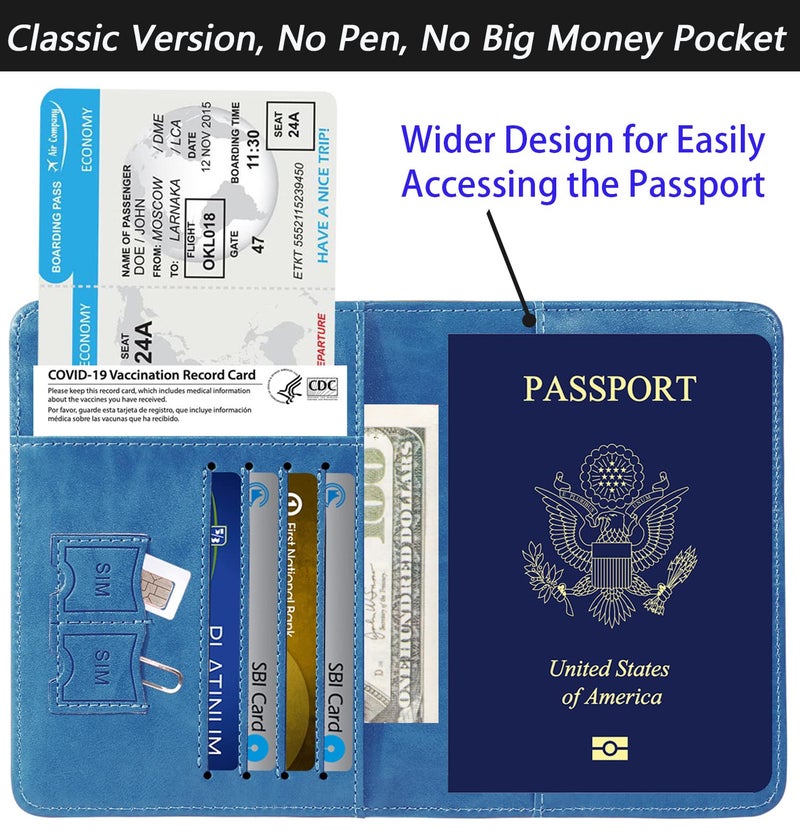 PASCACOO Passport Holder Cover Wallet Travel Essentials RFID Blocking Leather Card Case International Must Haves Travel Accessories for Women Men(101#Blue)  - Image 3