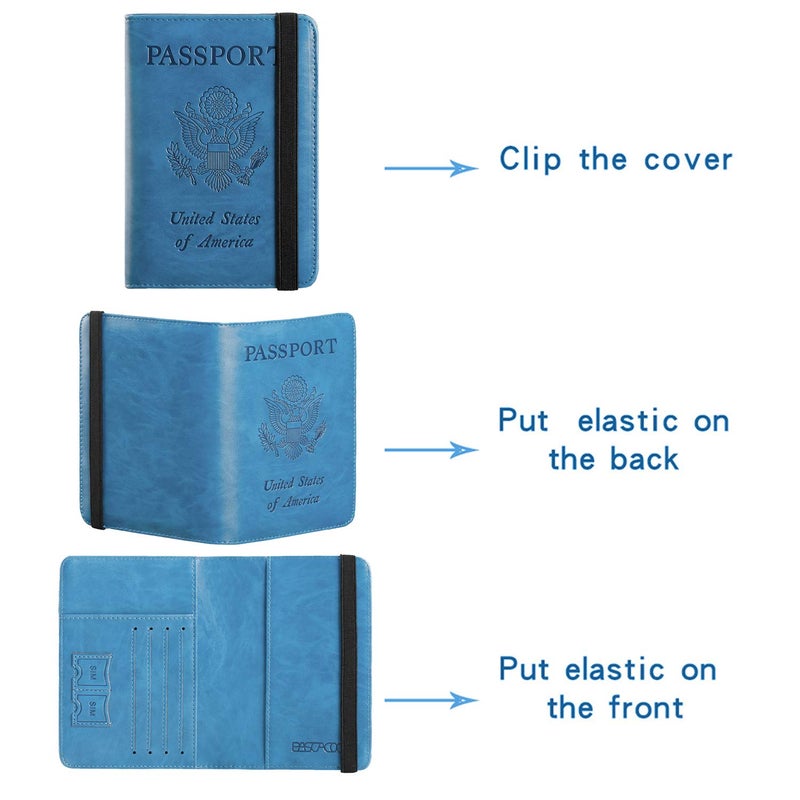 PASCACOO Passport Holder Cover Wallet Travel Essentials RFID Blocking Leather Card Case International Must Haves Travel Accessories for Women Men(101#Blue)  - Image 5