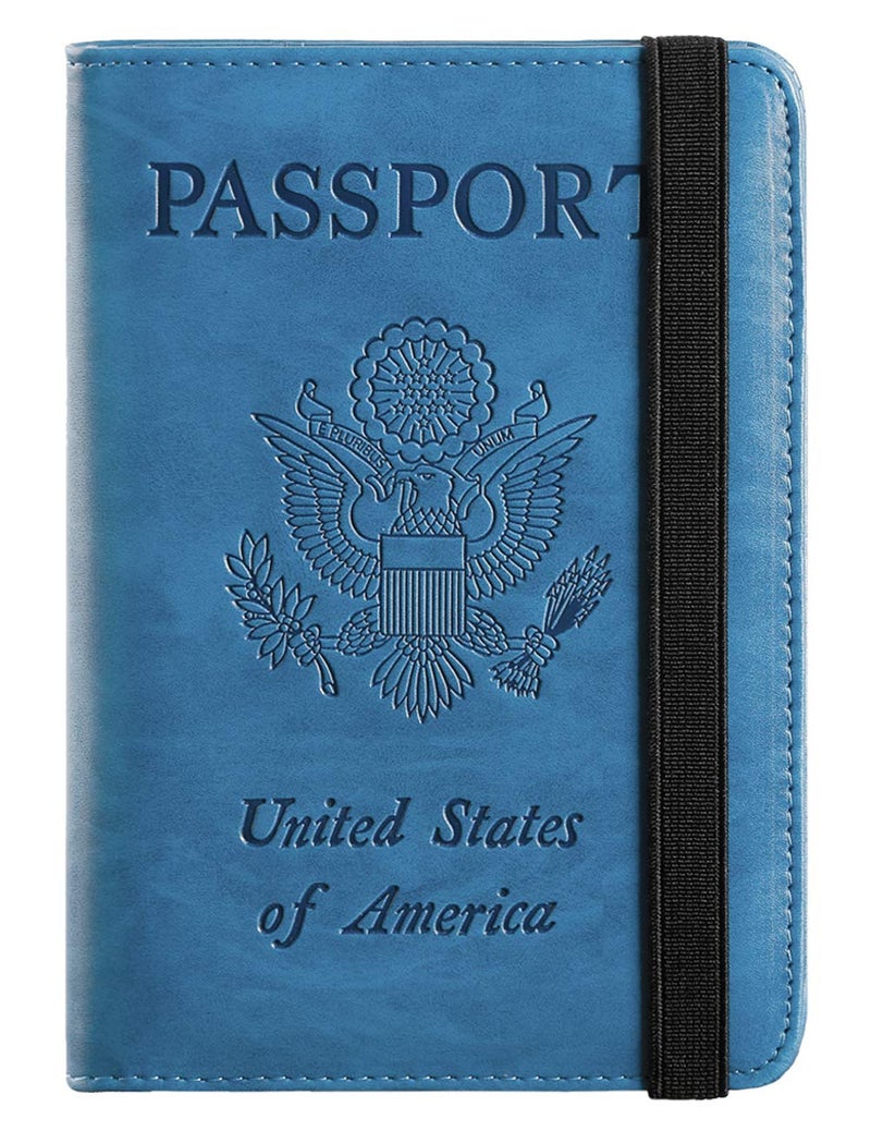 PASCACOO Passport Holder Cover Wallet Travel Essentials RFID Blocking Leather Card Case International Must Haves Travel Accessories for Women Men(101#Blue)  - Image 1