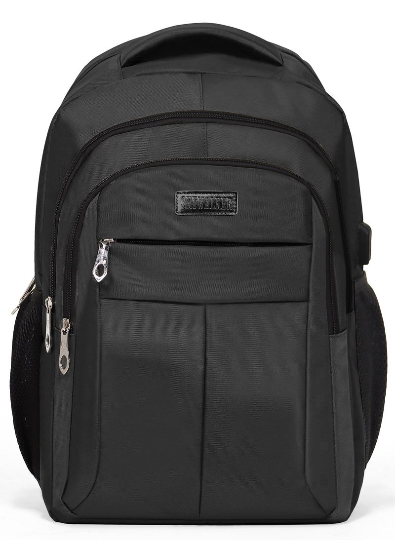 Aklsvion Laptop Backpack, Durable Polyester, Laptop Compartment, Adjustable Strap, Front & Side Pockets, Usb Charging Port Travel Flight Business and School Black  - Image 1