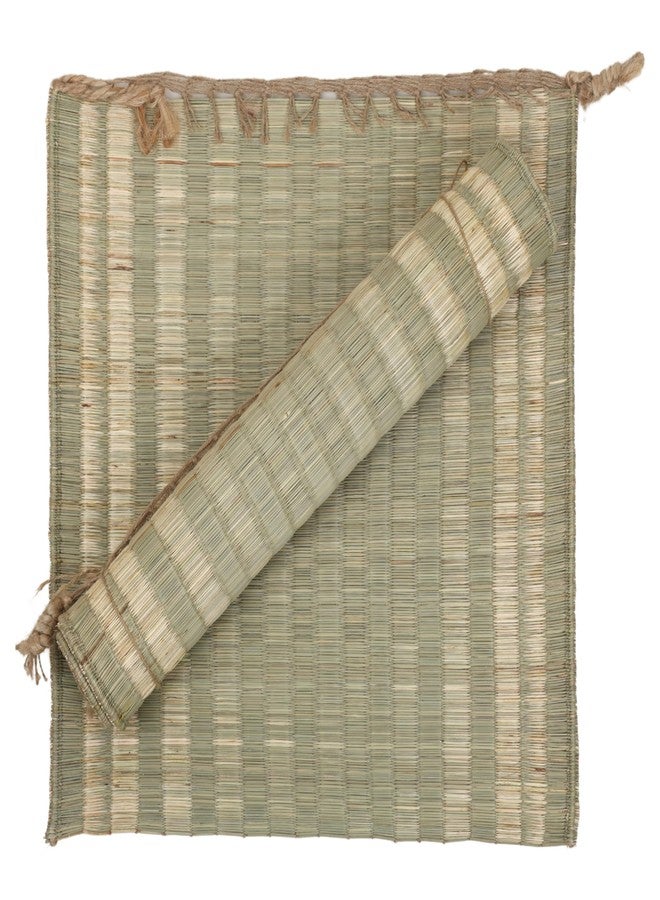 ORRIC Handmade 20 x 20 Inch double layer Grass Kusha Aasan Eco Friendly Meditation Mat For Yoga& Aasan For Puja For Sitting Set of 2 - Image 1
