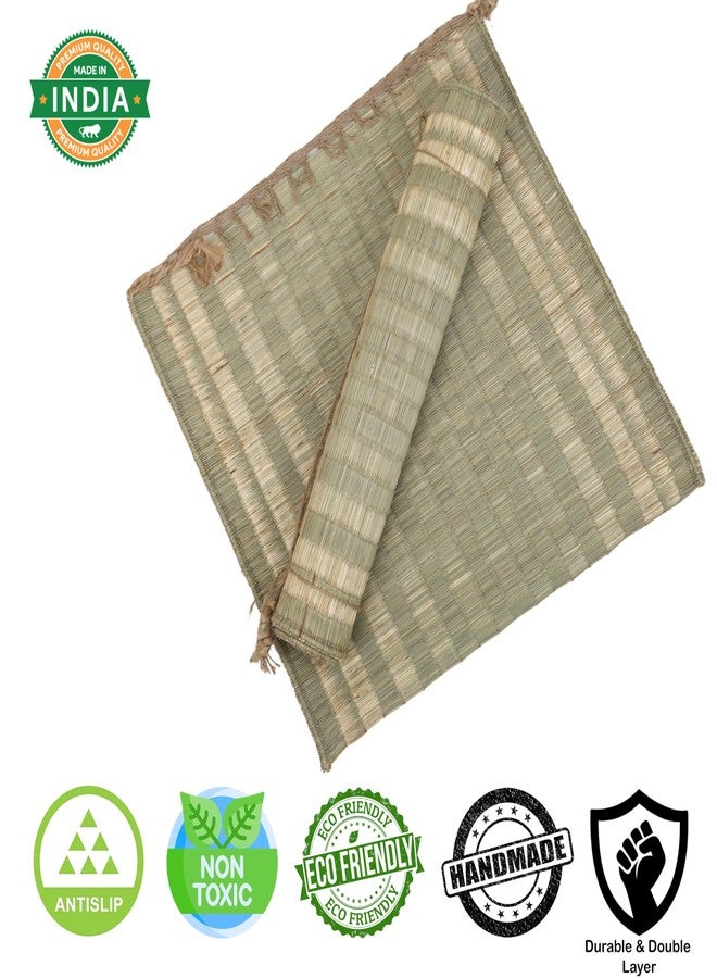 ORRIC Handmade 20 x 20 Inch double layer Grass Kusha Aasan Eco Friendly Meditation Mat For Yoga& Aasan For Puja For Sitting Set of 2 - Image 4