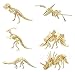 iCHONY 3D Wooden Dinosaur Puzzle 6 Piece Set Wood Dinosaur Skeleton Model Puzzle DIY Wooden Crafts 3D Puzzle STEM Toys Brain Teaser Puzzle Gifts - Image 3