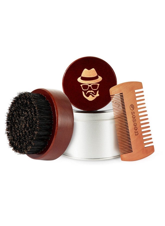Sosoon Beard Brush 100% Boar Bristle Black Walnut Wood Beard Comb Brush For Men To Tame And Soften Your Facial Hair - Image 1