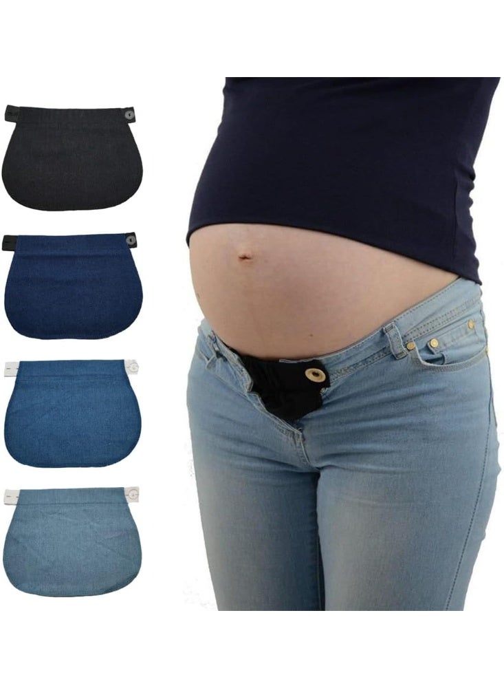 Bukela 4 Pcs Maternity Pants Waist Extenders for Pregnant Women, Elastic Adjustable Extension Buckle - Image 1