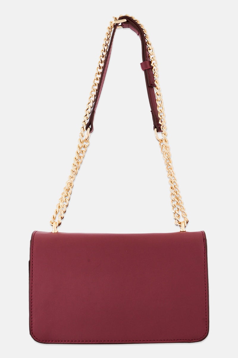 VINCE CAMUTO Women Brand Logo Shoulder Bag, Claret Red  - Image 2