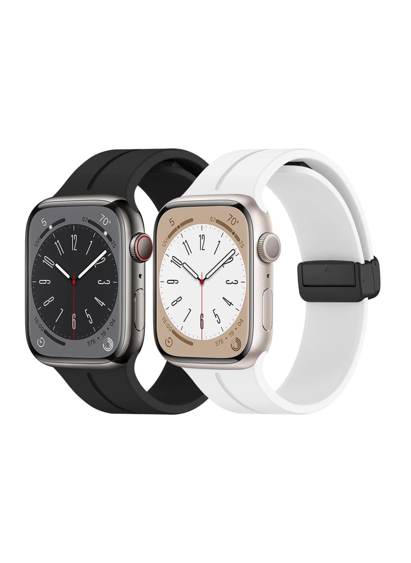 Anmi - 2 Pack Silicone Magnetic Buckle Band Compatible with Apple Watch Band 42mm/44mm/45mm/49mm, Waterproof Silicone Sport Band for iWatch Series 8,Ultra,7,SE,6,5,4,3,2,1 - Image 1
