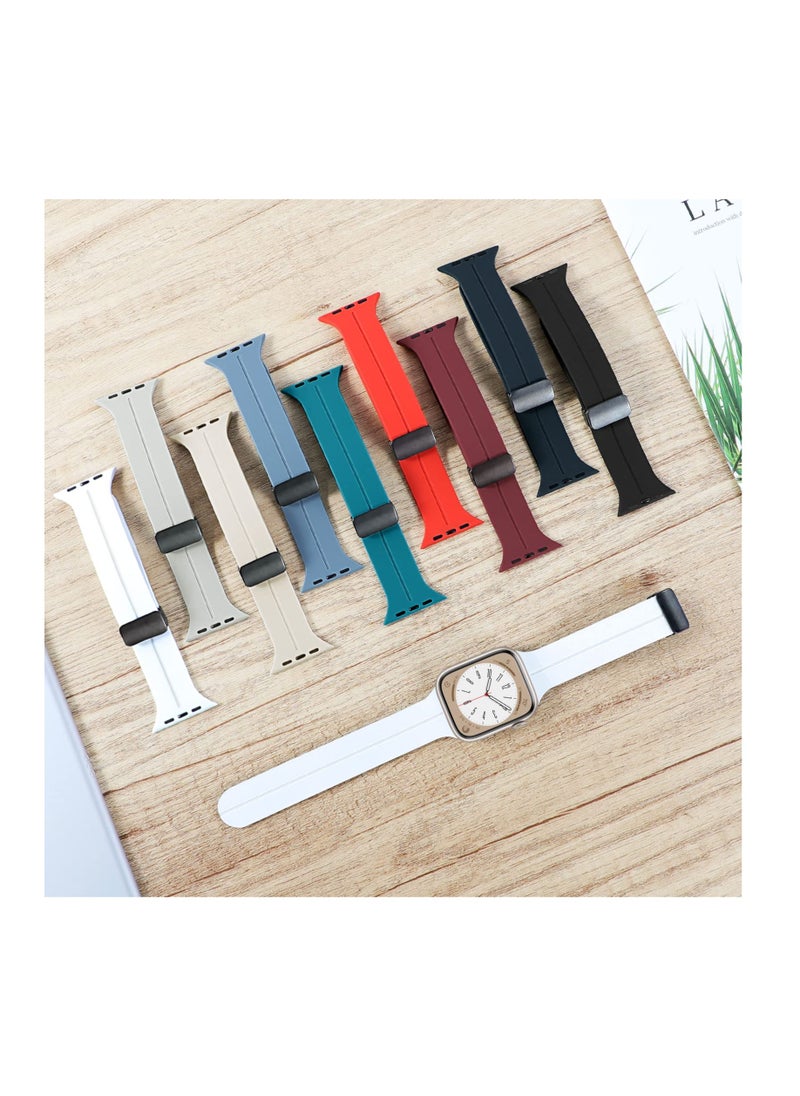 Anmi - 2 Pack Silicone Magnetic Buckle Band Compatible with Apple Watch Band 42mm/44mm/45mm/49mm, Waterproof Silicone Sport Band for iWatch Series 8,Ultra,7,SE,6,5,4,3,2,1 - Image 1