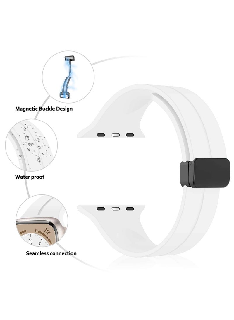 Anmi 2 Pack Silicone Magnetic Buckle Band Compatible with Apple Watch Band 42mm/44mm/45mm/49mm, Waterproof Silicone Sport Band for iWatch Series 8,Ultra,7,SE,6,5,4,3,2,1 - Image 2