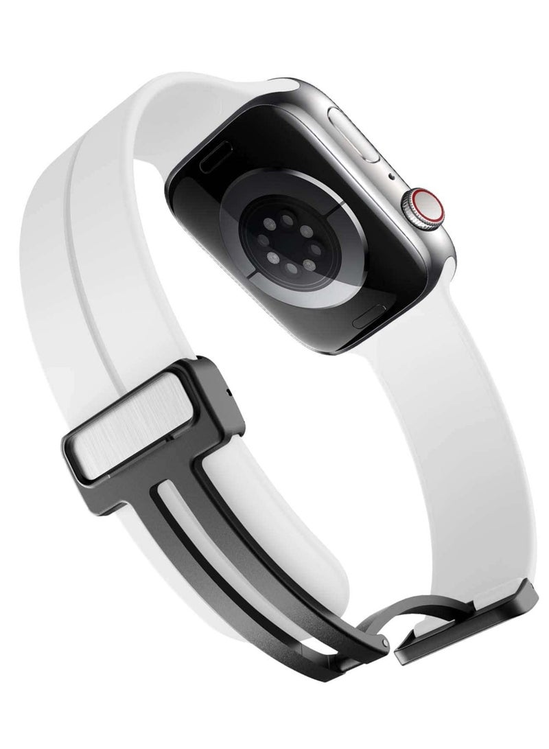 Anmi 2 Pack Silicone Magnetic Buckle Band Compatible with Apple Watch Band 42mm/44mm/45mm/49mm, Waterproof Silicone Sport Band for iWatch Series 8,Ultra,7,SE,6,5,4,3,2,1 - Image 3