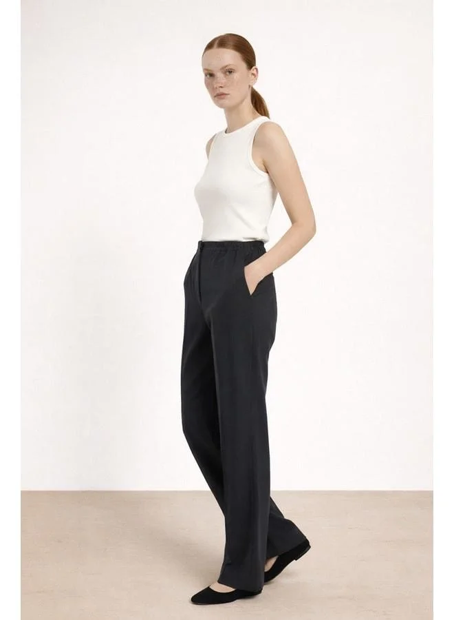 Mısırlı 1951 Dark Gray Buttoned Women's Pants.