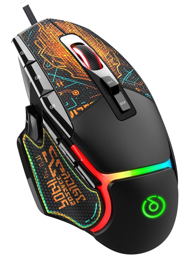 Offbeat – LYKAN Wired Gaming 12D Macro Buttons Mouse | RGB Carpet Light 20K DPI | 1000Hz Polling Rate - Image 1