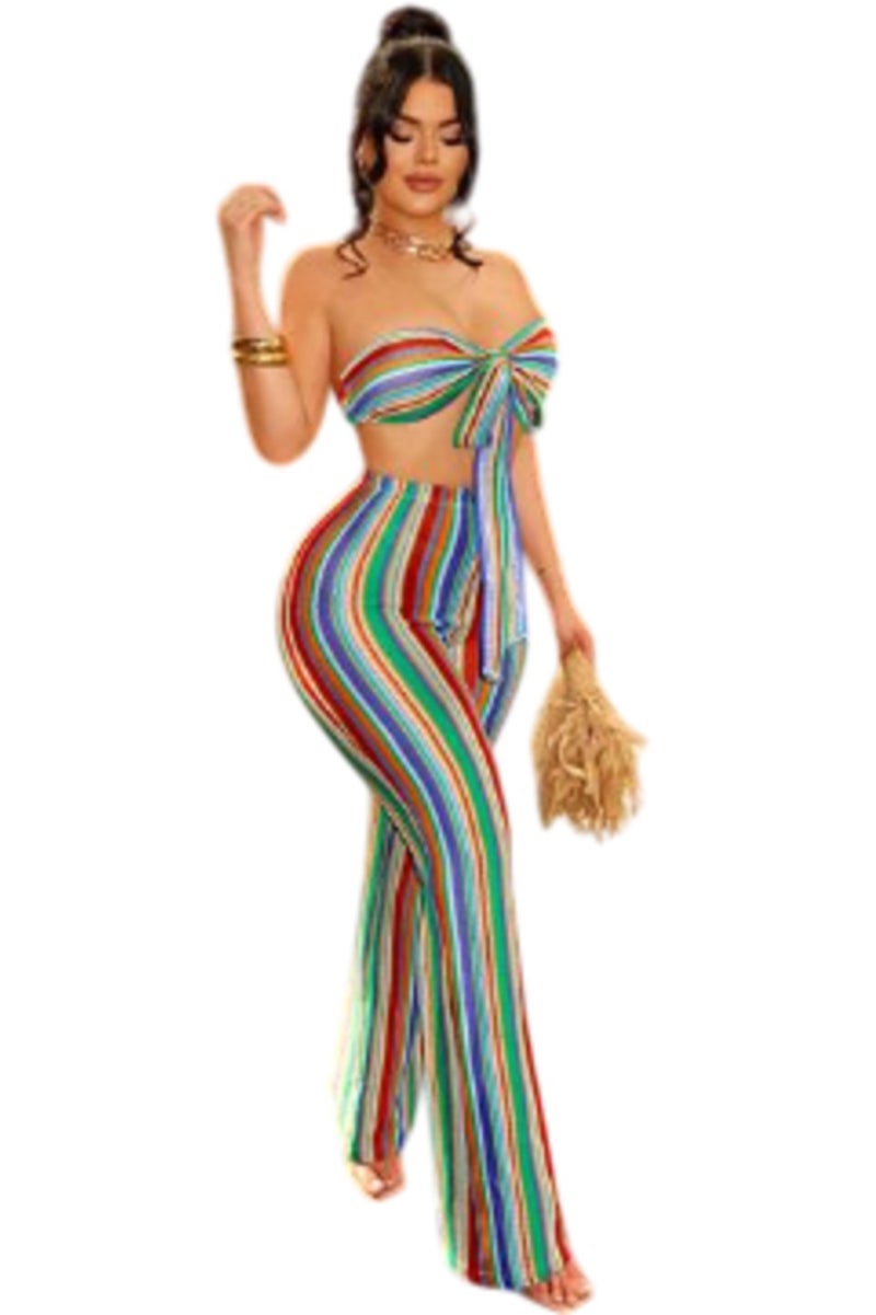 MANIKAN MANIKIN Women’s Jumpsuit Mesh Striped with very soft material with and design cuts to be comfortable to summer day using printed colors  - Image 3