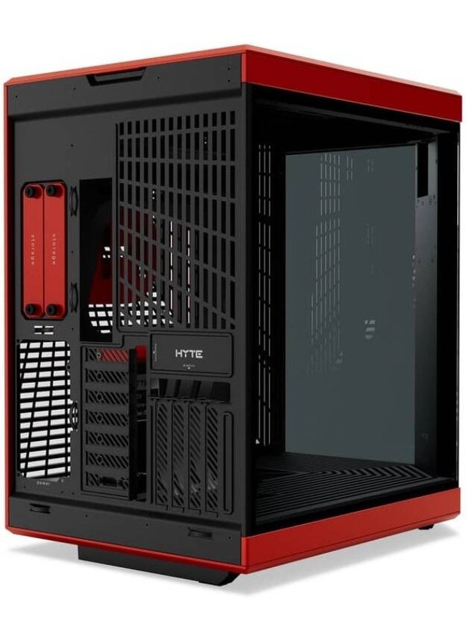 هايت كيس HYTE Y70 Touch Infinite ميد تاور ATX – أحمر وأسود، شاشة لمس 14.5 بوصة بدقة 2.5K، تصميم مزدوج الغرفة، يدعم حتى 10 مراوح وراديتر 360 مم – الموديل: CS-HYTE-Y70TI-RB  - Image 4
