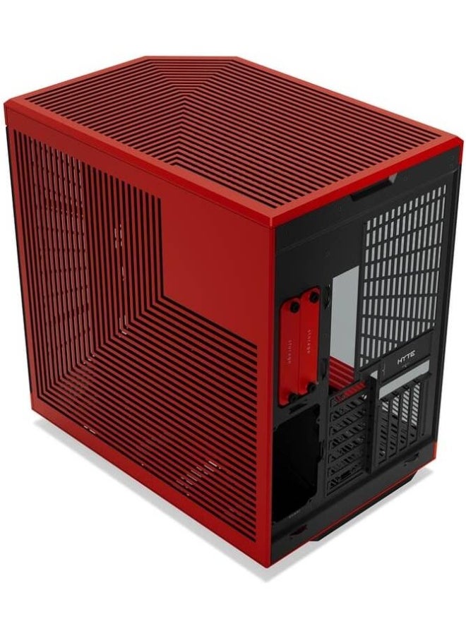 هايت كيس HYTE Y70 Touch Infinite ميد تاور ATX – أحمر وأسود، شاشة لمس 14.5 بوصة بدقة 2.5K، تصميم مزدوج الغرفة، يدعم حتى 10 مراوح وراديتر 360 مم – الموديل: CS-HYTE-Y70TI-RB  - Image 5