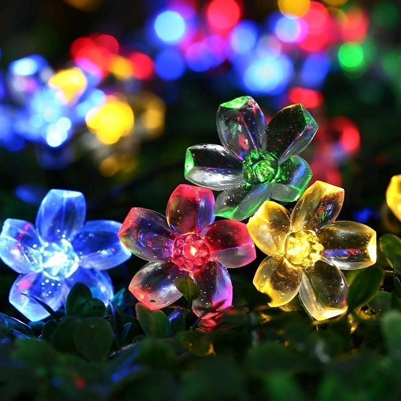 PETRICHOR 16 Flower LED Curtain String Window Lights Indoor Outdoor Decoration for Diwali Christmas Wedding Party Home Patio Lawn with Battery Multicolor Pack of 1 - Image 1