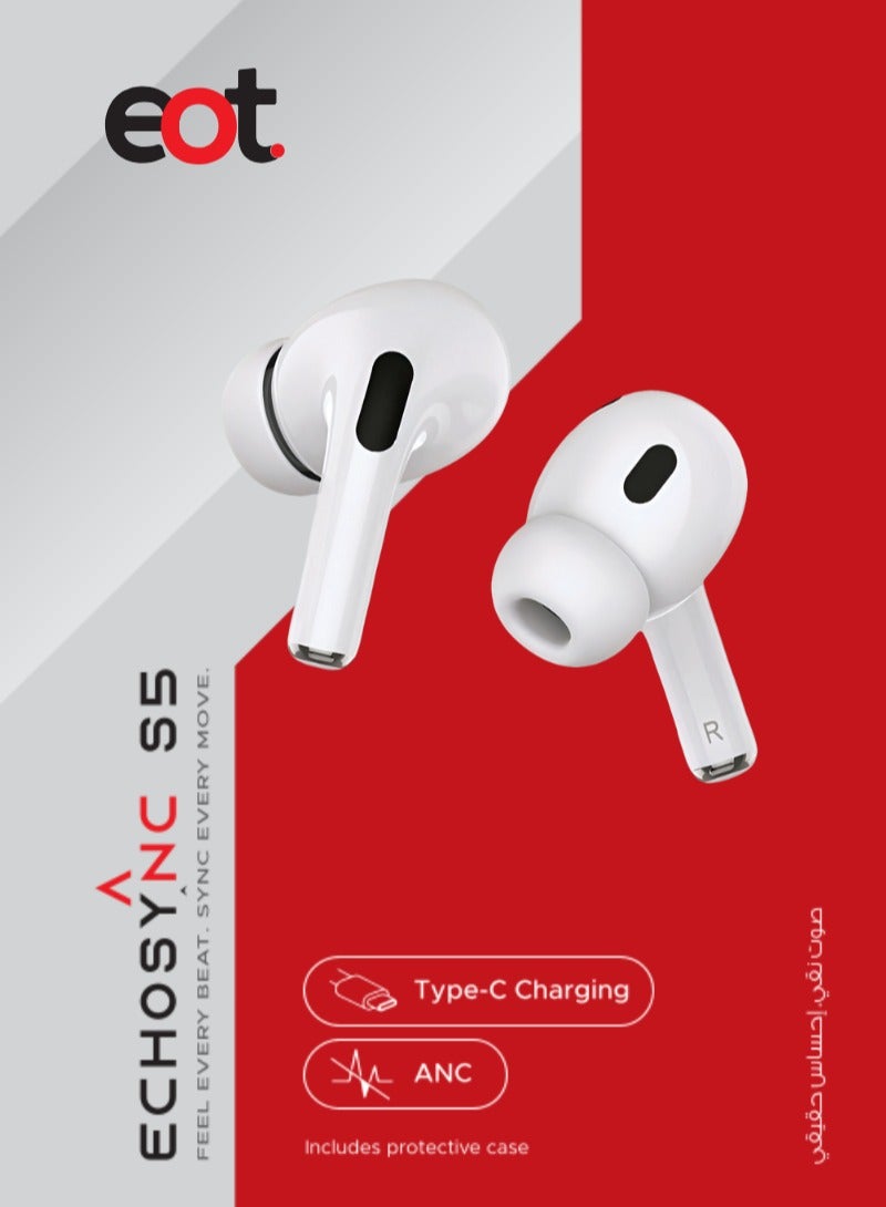 eot EchoSync S5 In-Ear Wireless Earbuds, ANC Noise Cancellation,13mm Pure Copper Driver, Deep Bass Sound, Bluetooth earphones with Free Protective Case - Image 2
