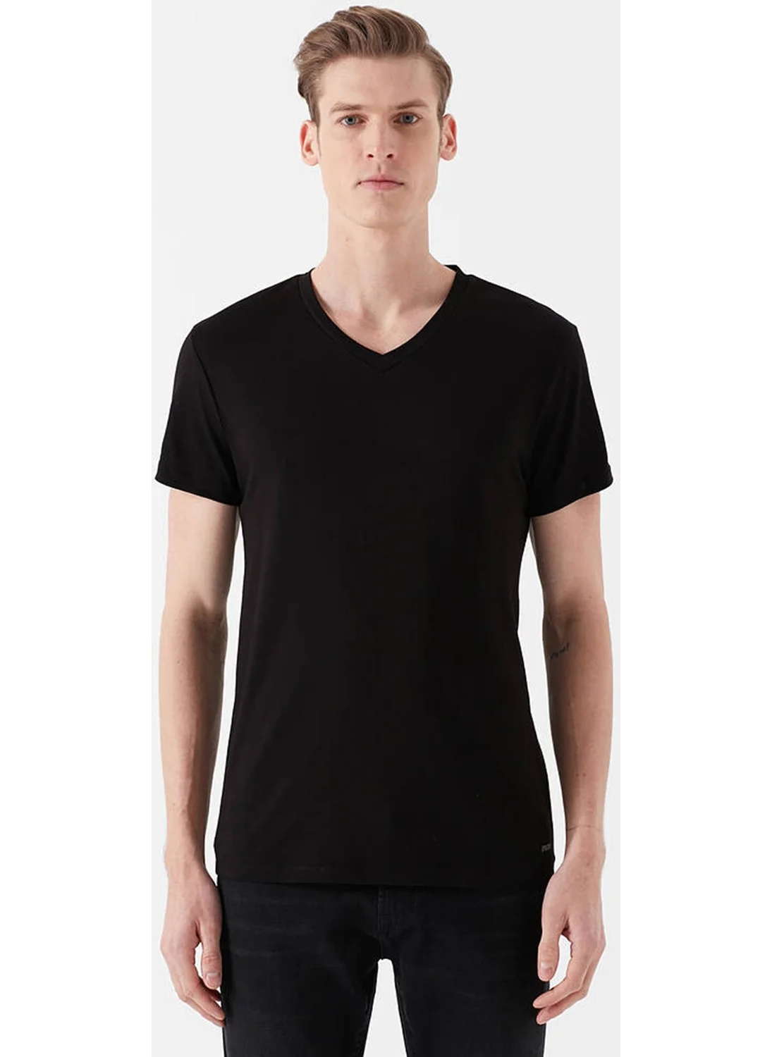 MAVI Blue Men's V Neck Stretch Black Basic T-Shirt 061748-900