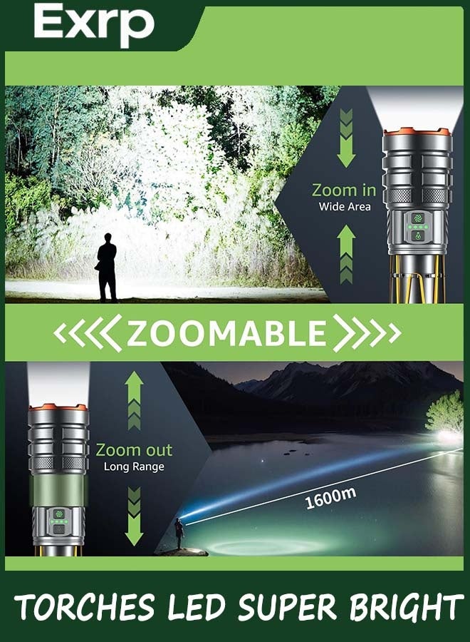 Exrp Torches LED Super Bright, 900000LM Rechargeable Torch with Camping Light, Zoomable, 11 Light Modes, Long Battery Life, Waterproof Powerful Tactical Torch for Camping, Dog Walking, Emergency - Image 5