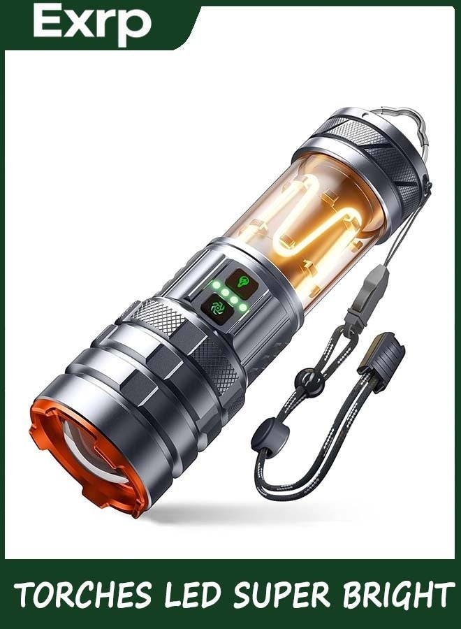 Exrp Torches LED Super Bright, 900000LM Rechargeable Torch with Camping Light, Zoomable, 11 Light Modes, Long Battery Life, Waterproof Powerful Tactical Torch for Camping, Dog Walking, Emergency - Image 1