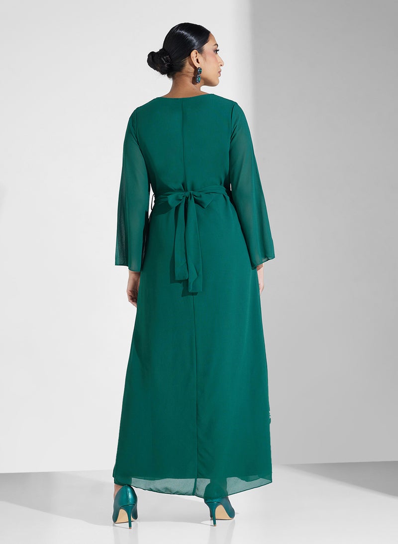Khizana Embellished Emerald Dress - Image 2