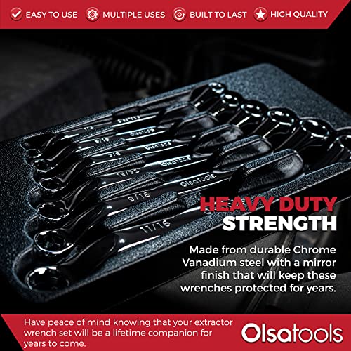 Olsa Tools 6pc Box End Wrench Set, 45-Degree Offset, Chrome Vanadium Steel, Includes Organizer Tray - Image 2