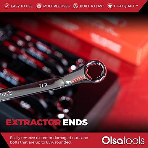 Olsa Tools 6pc Box End Wrench Set, 45-Degree Offset, Chrome Vanadium Steel, Includes Organizer Tray - Image 3