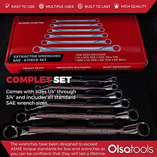 Olsa Tools 6pc Box End Wrench Set, 45-Degree Offset, Chrome Vanadium Steel, Includes Organizer Tray - Image 4