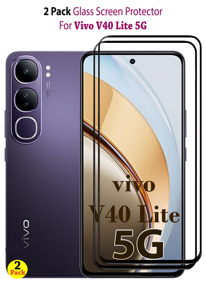 Generic - 2 Pack Screen Protector for Vivo V40 Lite 5G | Tempered Glass Available in Combo Pack Compatible with Vivo V40 Lite 5G | Screen Protector Full HD Quality Tempered Glass Anti-Scratch Edge to Edge Coverage with Easy Installation Kit - Black - Image 1