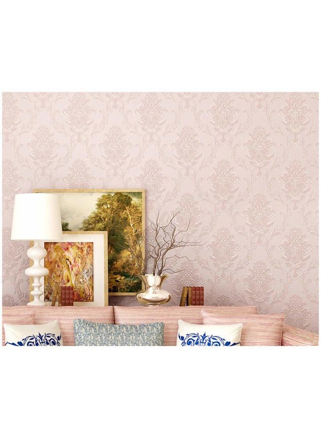 TaoGift Victorian Damask Embossed Wallpaper Peel and Stick Wall Paper Mural for Bedroom Bathroom Living Room Home Decoration (53cmx3m, Light Pink) - Image 3