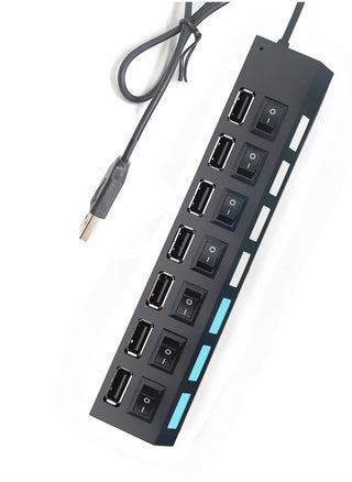 Multi Port USB Hub Splitter, 7-Port 2.0 for Laptop, Expander with On/Off Individual Switch Compatible All Device (Black) - pzsku/Z58B9808A4936580B1581Z/45/_/1669996080/ebd7b573-e812-41a0-a3d0-3c4f322faada