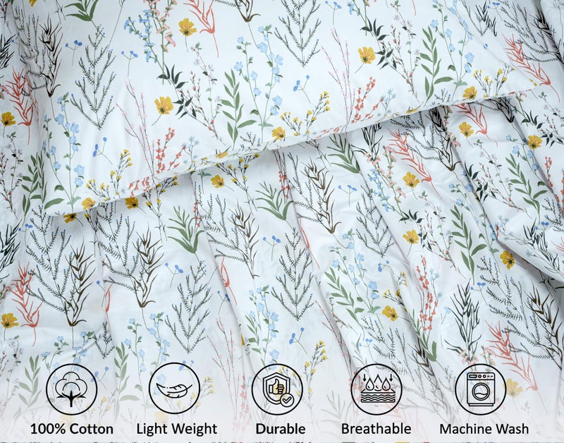 RUVANTI 100% Cotton Sheets â€“ Twin Size Percale Bedding, Cooling & Breathable Floral Design, Durable with a Crisp, Soft & Comfortable Feel, 16" Deep Pocket, 3-Piece Set, Aroma - Image 4