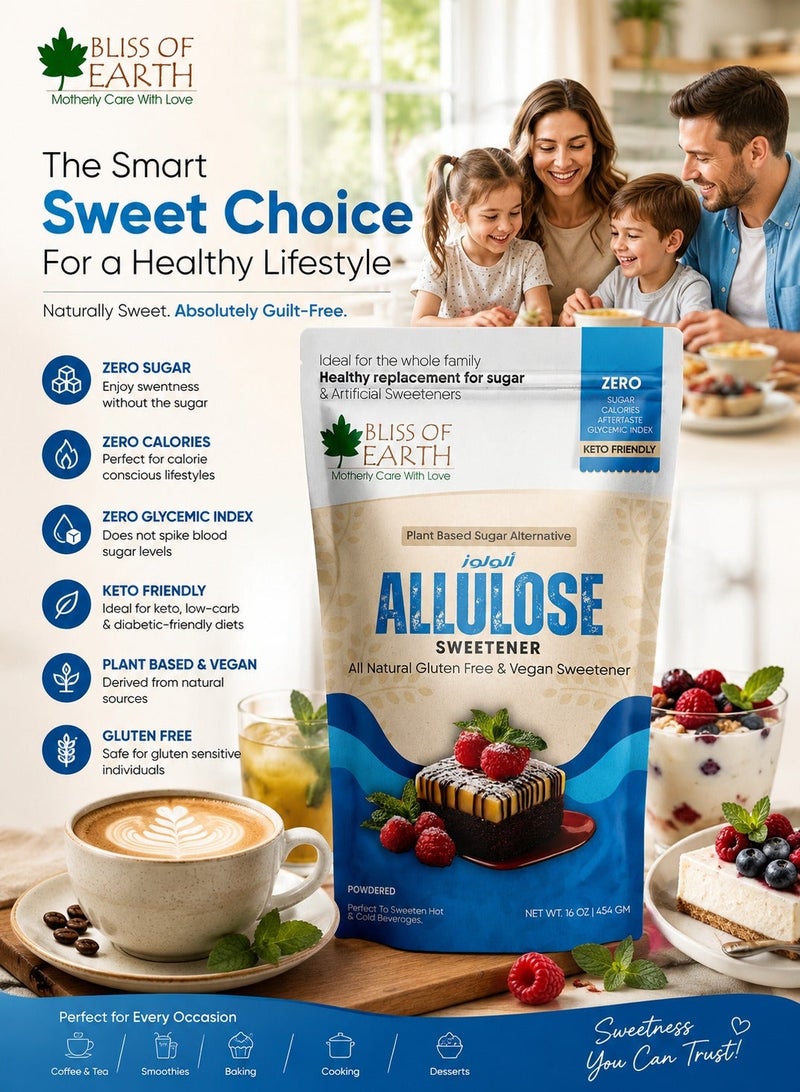 Bliss of Earth Allulose Sweetener Powder 454g, Natural Sugar Alternative, Zero Sugar, Zero Calories & Zero Glycemic Index, Keto Friendly, Vegan & Gluten Free, Perfect for Coffee, Tea, Baking & Desserts - Image 3
