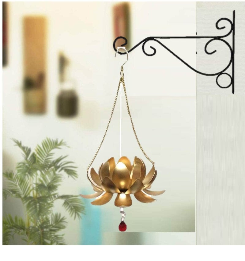 Lotus Shape Brass Body Hanging Tea Light Candle Holder Home Decor Pack of 1  - Image 1