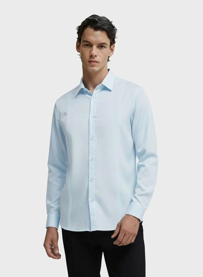The Indian Garage Co Men Slim Fit Solid Round Neck Full Sleeves Shirt