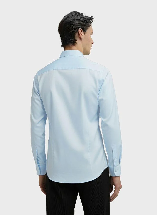 The Indian Garage Co Men Slim Fit Solid Round Neck Full Sleeves Shirt
