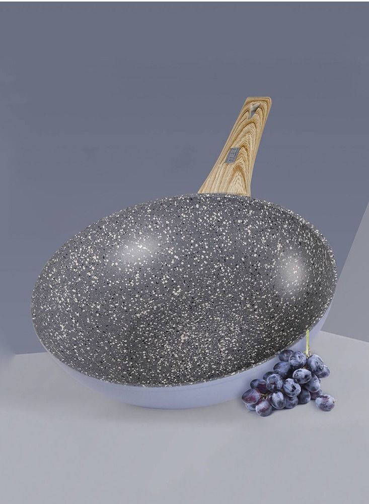 طاوة قلي عميق من الألمنيوم،  قطعة واحدة أزرق/خشبي 28سم - Image 1